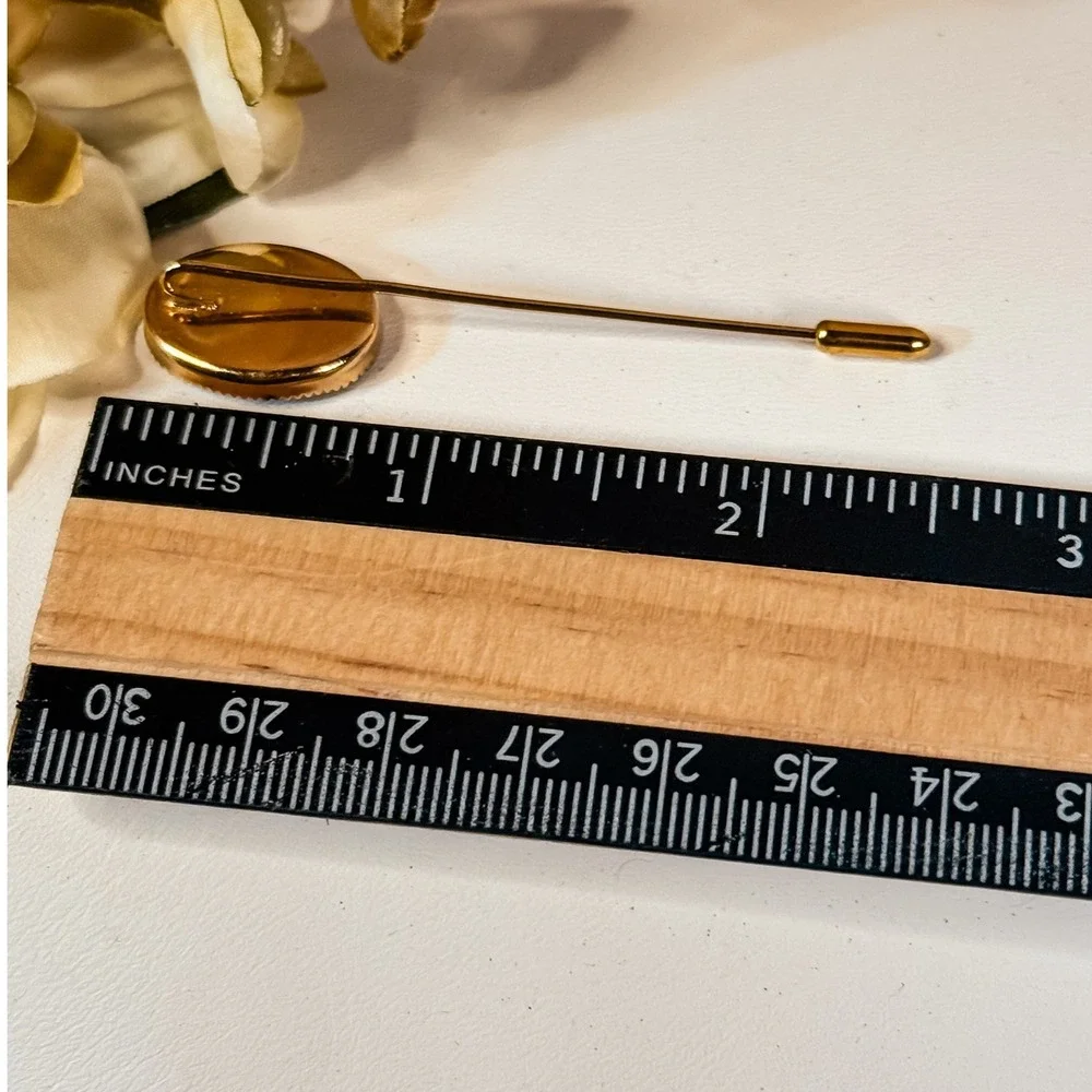Gold tone Stick Pin Brooch‎ with Black Accent Stone